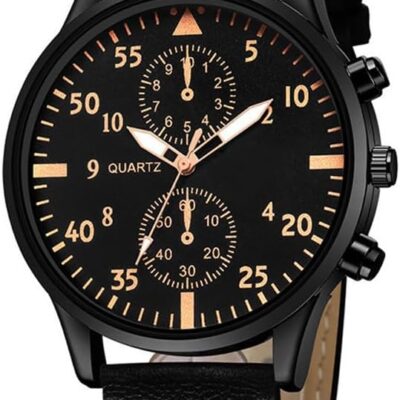 Men Watches Casual Business Chronograph Wristwatch Leather Strap Analog Quartz Watches for Men