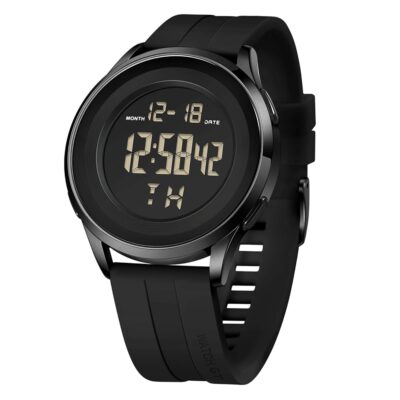 Mens Digital Waterproof Military Watch for Men Silver Dive Tactical Sports Minimalist Ultra-Thin Wrist Watch