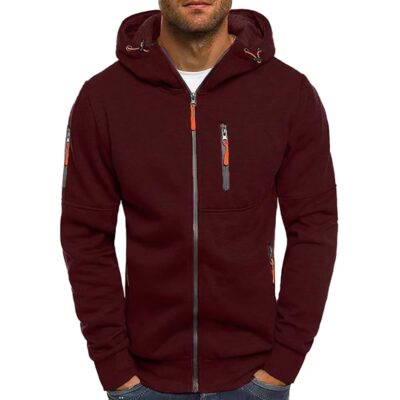 Mens Fall Jackets,Men’s Zip up Hoodies Moisture Wicking Breathable Hooded Sweatshirt Long Sleeve Jackets with Pocket