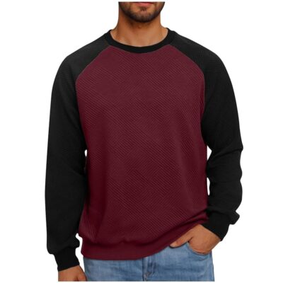 Men’s Fall Long Sleeve Sweatshirts Texture Geometric Pullover Pure Casual Business Work Office Tops Hoodie