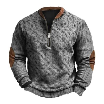 Men’s Hoodies,1/4 Zip Pullover Mens Quilted Graphic Sweatshirt Knit Long Sleeve V Neck Jackets Polo Shirts