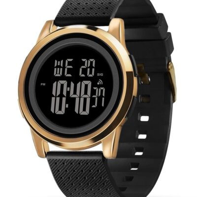 Mens Watch Ultra-Thin Digital Sports Watch Waterproof Stainless Steel Fashion Wrist Watch for Men Women