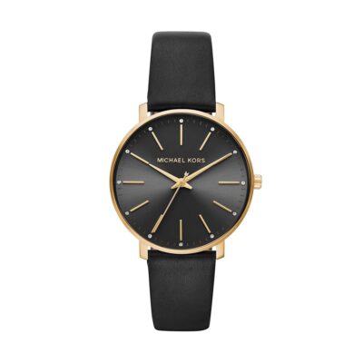 Michael Kors Pyper Three-Hand Black Leather Women’s Watch (Model: MK2747)