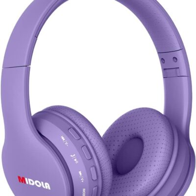 MIDOLA Kids Headphones Bluetooth 5.3 Wireless 60H Play Time Volume Limit 85/110dB Over Ear Foldable Protection Headset/Wired AUX Cord Mic for Boy Girl Travel School Phone Pad…