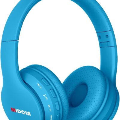 MIDOLA Kids Headphones Bluetooth 5.3 Wireless 60H Play Time Volume Limit 85/110dB Over Ear Foldable Protection Headset/Wired AUX Cord Mic for Children Boy Girl Travel School…