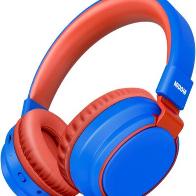 MIDOLA Kids Headphones Bluetooth 5.3 Wireless 60H Play Time Volume Limited 85/110dB Over Ear Foldable Protection Headset/Wired Aux Built-in Mic for Boy Girl Travel School Pad…