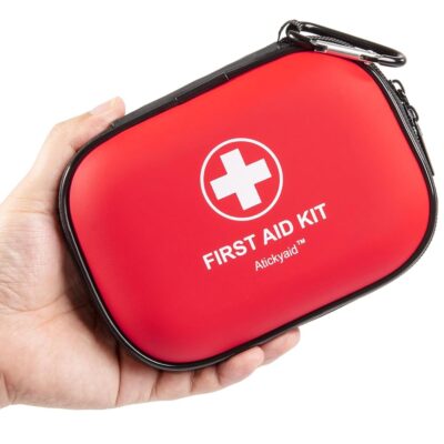 Mini First Aid Kit – 120 Piece Small Waterproof Hard Shell Medical Kit for Car, Home, Office, Travel, Camping, Sports, Outdoor, School – Emergency First Aid Supplies and…