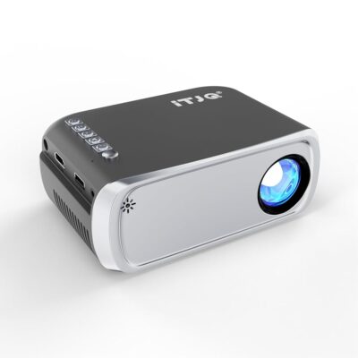 Mini Projector, iTJQ Portable Projector 1080P Supported for Indoor Outdoor Movies, Phone Projector Compatible with iOS/ Android, Laptop, TV Stick/ PS5, USB/HDMI/Type-C (V270Grey)