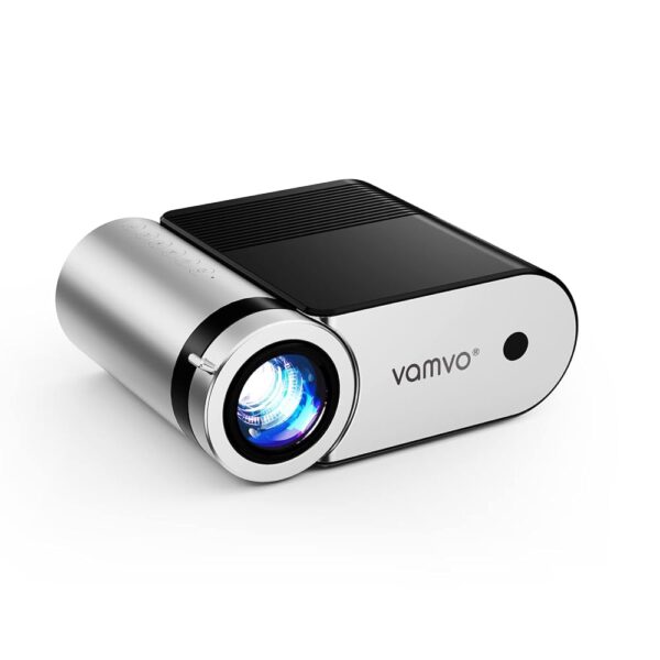 Mini Projector, Vamvo Portable Projector Support 1080P 200" Mini HD Movie Projector, Outdoor Projector with Stylish streamlined Design, Compatible with phone/ Tablet/ Laptop/ TV...