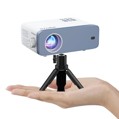 Mini Projector, VOPLLS 1080P Full HD Supported Video Projector, Portable Outdoor Home Theater Movie Projector, 50% Zoom, Compatible with HDMI, USB, AV, Smartphone/Tablet/Laptop…