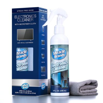 MiracleSpray for Electronics Cleaning, Safe Multisurface Cleaner for Any TV, Phone, Monitor, Keyboard, Screen, Computer, Includes Microfiber Towel – 8 Ounce Kit