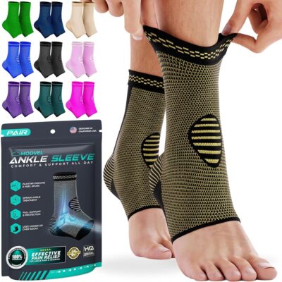 Modvel Foot & Ankle Brace Socks for Sprained Ankle Compression Sleeve – Ankle Support for Women & Men – Tendonitis & Arthritis Ankle Brace Sports Running, Torn Ligaments & Women…