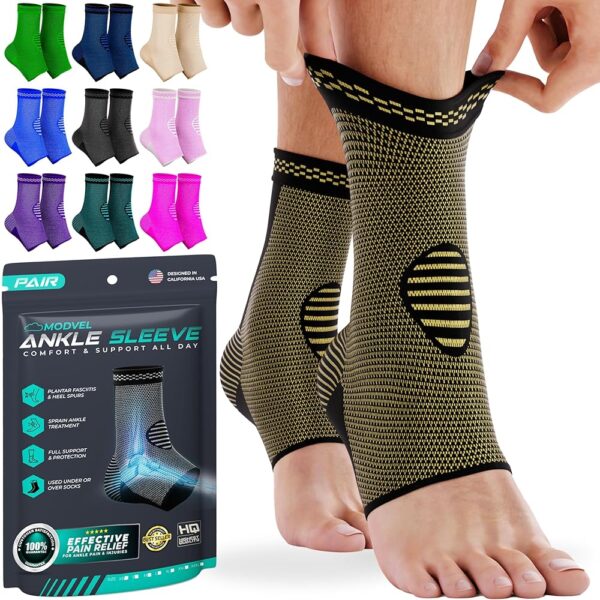 Modvel Foot & Ankle Brace Socks for Sprained Ankle Compression Sleeve - Ankle Support for Women & Men - Tendonitis & Arthritis Ankle Brace Sports Running, Torn Ligaments & Women...