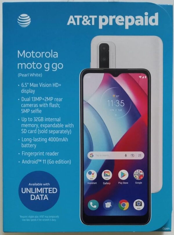 Motorola Moto G Go 4G XT2163-7 32GB 6.5" Smartphone Phone - AT&T Locked (Renewed)