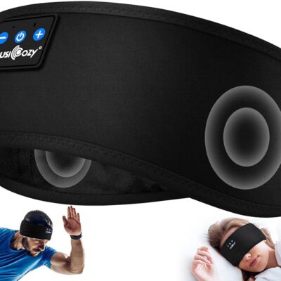 MUSICOZY Sleep Headphones Bluetooth 5.2 Headband, Sports Wireless Earphones Sweat Resistant Earbuds with Ultra-Thin HD Stereo Speaker for Workout Running Cool Gadgets Unique Gifts