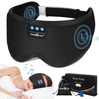 MUSICOZY White Noise Bluetooth Sleep Mask with 8 Soothing Sounds & 3D Wireless Sleep Headphones, Bluetooth Sleeping Headphones for Yoga Travel Office Relaxation Tech Gadgets…