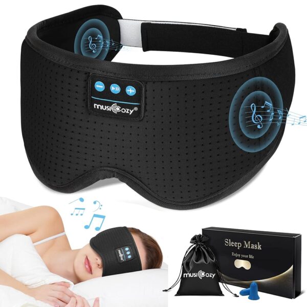 MUSICOZY White Noise Bluetooth Sleep Mask with 8 Soothing Sounds & 3D Wireless Sleep Headphones, Bluetooth Sleeping Headphones for Yoga Travel Office Relaxation Tech Gadgets...