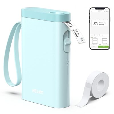 Nelko Label Maker Machine with Tape, P21 Bluetooth Label Printer, Wireless Mini Label Makers with Multiple Templates for Organizing Office Home, Cyan