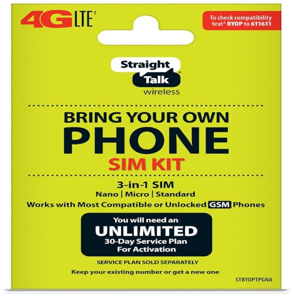 New Straight Talk Bring Your Own Phone (BYOP) 3 size in 1 SIM card Kit AT&T Compatible