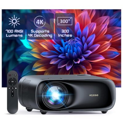 NexiGo PJ40 (Gen 3) Projector with WiFi and Bluetooth, D65 Calibrated, Native 1080P, 4K Supported, Projector for Outdoor Movies, 20W Speakers, Home Theater, Compatible w/TV…