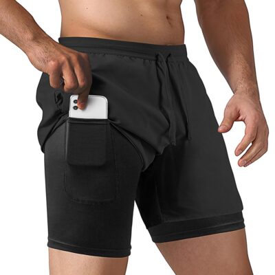 NIMOJIRO Men’s 2 in 1 Running Shorts Workout Athletic Training Gym Outdoor Sports Shorts