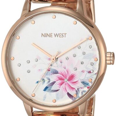 Nine West Women’s Crystal Accented Bracelet Watch