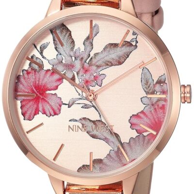 Nine West Women’s Floral Dial Strap Watch