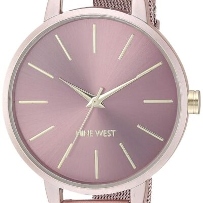 Nine West Women’s NW/2280PKPK Pink Mesh Bracelet Watch