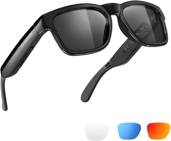 OhO Smart Glasses,Polarized Sunglasses with Bluetooth Speaker,Athletic/Outdoor UV Protection and Voice Control,Unisex(Grey Lens)