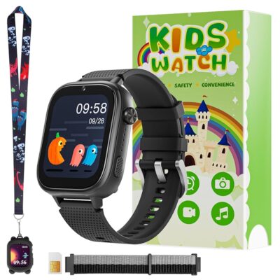 OKYUK 4G Kids Watch, Smart Watch for Kids with SIM Card, 47 Exciting Games, Two-Way Calling Feature, SOS Emergency Call Button Ideal for Kids Aged 3-12, Children’s Cell Phone…