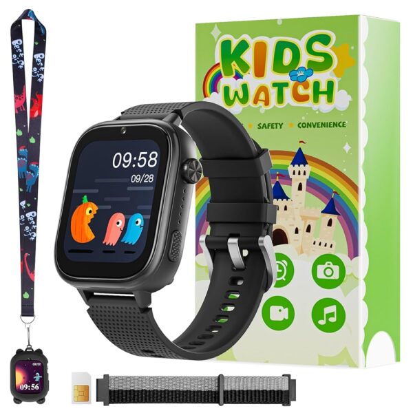 OKYUK 4G Kids Watch, Smart Watch for Kids with SIM Card, 47 Exciting Games, Two-Way Calling Feature, SOS Emergency Call Button Ideal for Kids Aged 3-12, Children’s Cell Phone...