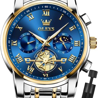 OLEVS Mens Watches Chronograph Business Dress Quartz Stainless Steel Waterproof Luminous Date Wrist Watch