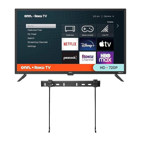 ONN 32-inch Roku Smart TV LED + Free Wall Mount with Wi-Fi Connectivity and Mobile App | Flat Screen TV Compatible with Apple Home Kit | Alexa and Google Assistant (Renewed)