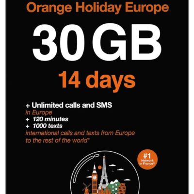 Orange Holiday Europe – 30GB Internet Data in 4G/LTE + 120 mn + 1000 Texts in 30 Countries in Europe