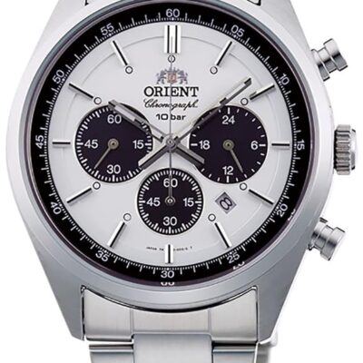 Orient Sporty Neo 70’s Neo Seventees Solar Panda Wristwatch, Dark Gray