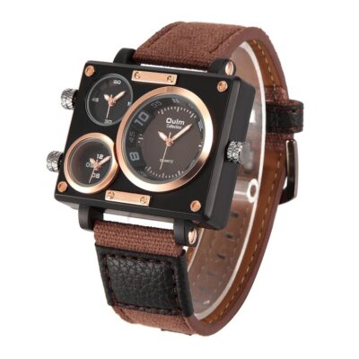 Oulm 3595 Men’s Watches Top Luxury Brand Unique Designer Fashion Leather Strap Japan Movt Quartz Watches