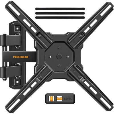 Perlegear Full Motion TV Wall Mount for Most 26–50 Inch TVs, Max VESA 300 x 300mm, TV Monitor Wall Mount Bracket with Rotation, Swivel, Tilt, Extension and Leveling Adjustment,…