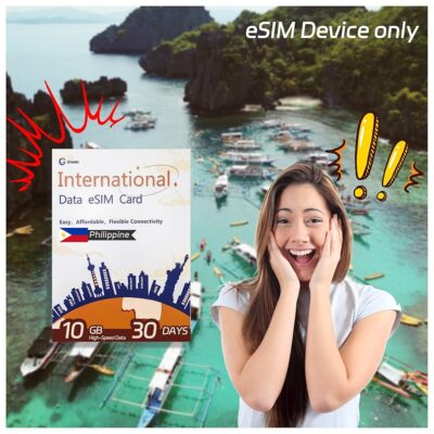 Philippines eSIM : 4g/5g 10GB High-Speed Data for 30 Days | Swim, Snorkel, & Scuba Dive in Boracay, Palawan, Cebu | Hotspot Support, No Contract, No SIM Card