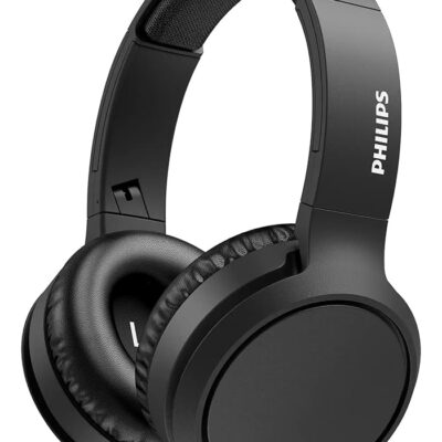 Philips H5205 Over-Ear Wireless Headphones with 40mm Drivers, Lightweight Cushioned Headband, Black