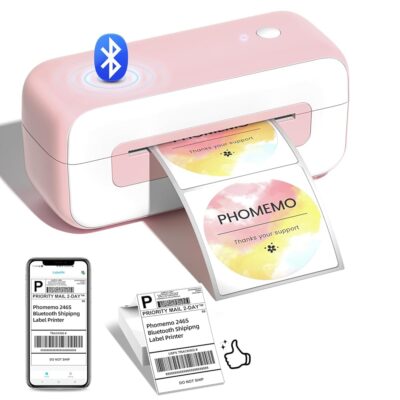 Phomemo Bluetooth Thermal Shipping Label Printer, 2024 Upgrade 4×6 Desktop Thermal Label Printer for Shipping Packages/Small Business/Office/Home, for Amazon, Ebay, Shopify,…