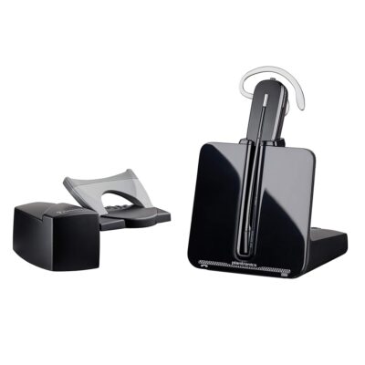 Plantronics – CS540 Wireless DECT Headset with Lifter (Poly) – Single Ear (Mono) Convertible (3 wearing styles) – Connects to Desk Phone – Noise Canceling Microphone