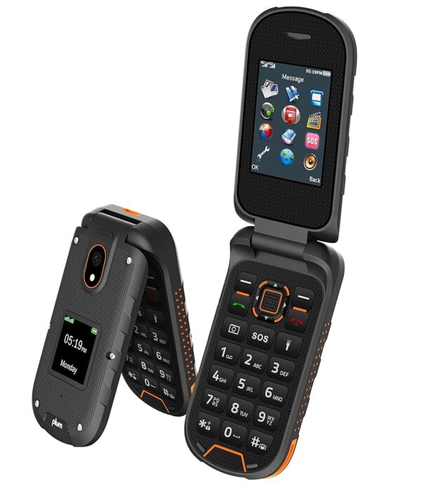 Plum RAM Plus 4G Volte Factory Unlocked Rugged Flip Phone 2022 Model ATT, Tmobile, Consumer Cellular, Ting, Mint, Speed Talk - Orange