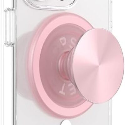 PopSockets Phone Grip with Expanding Kickstand, Compatible with MagSafe, Adapter Ring for MagSafe Included, Wireless Charging Compatible – Pinky