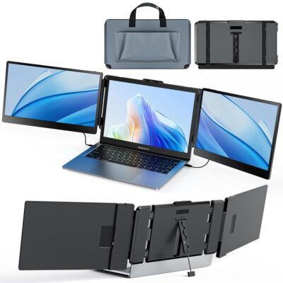 Portable Monitor, Laptop Screen Extender Kwumsy S2 Triple Laptop Monitor Extender Ultra Slim 14″ 1080P FHD IPS Portable Monitor for Laptop with Stand Compatible with Mac Windows…