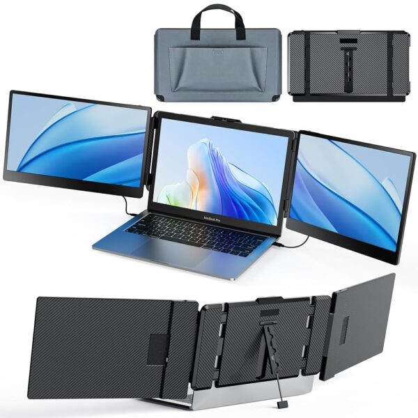 Portable Monitor, Laptop Screen Extender Kwumsy S2 Triple Laptop Monitor Extender Ultra Slim 14" 1080P FHD IPS Portable Monitor for Laptop with Stand Compatible with Mac Windows...