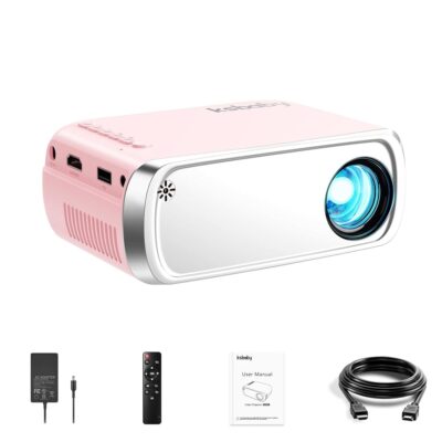 Portable Projector, ksbaby Outdoor Projector, LED Aesthetic Video Mini Projector for Outdoor Portable Movies Compatible with HDMI, USB, Laptop, TV Stick, iOS and Android Phone