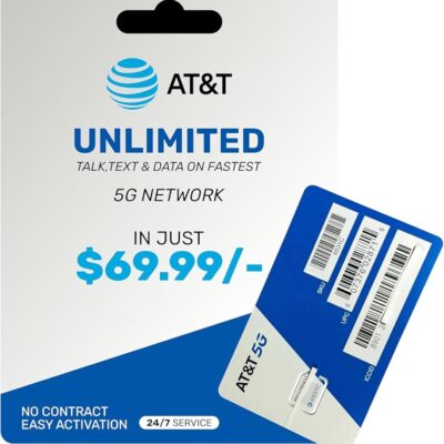 Prepaid Plan for Unlocked Cell Phones with Unlimited Talk,Text and Internet Data for 30 Days, 3-in-1 Standard Micro Nano Size (SIM Card Kit) $69.99