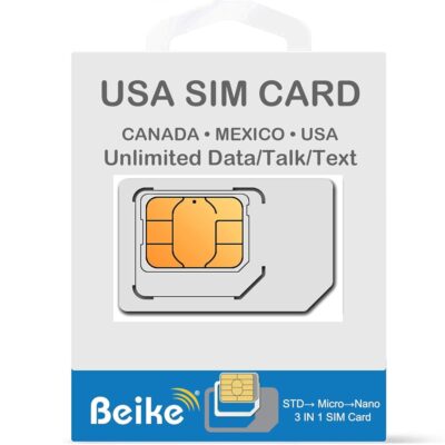 Prepaid USA Sim Card Unlimited Data/Talk/Text in USA/Canada/Mexico Works with AT&T Network (5 Days)