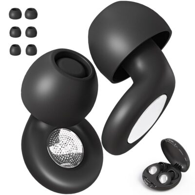 Professional-Grade Noise-Canceling Earplugs: Versatile, Eco-Friendly Solution for Sleep, Concerts, Work, and Study – -27dB Silicone with 4 Size Eartips(Black)