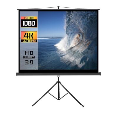 ProHT 100-inch Portable Projection Screen (05358), w/Pull Up Foldable Tripod Stand, 4:3 Aspect Ratio Projector Screen, Matte White, Suit for HDTV/Sports/Movies/Presentations